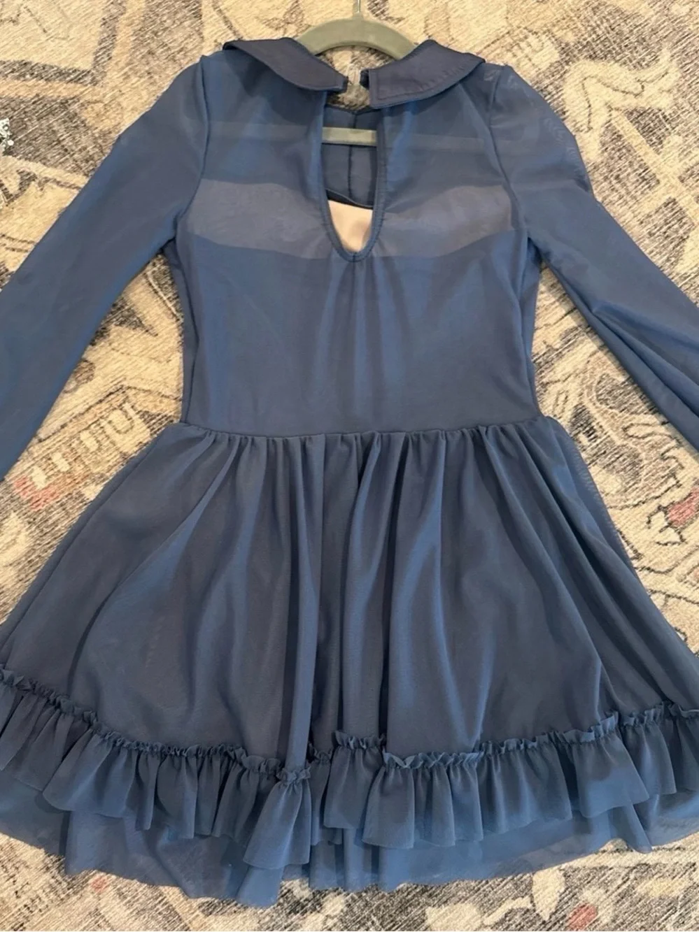 Weissman contemporary dance costume blue dress with collar MC